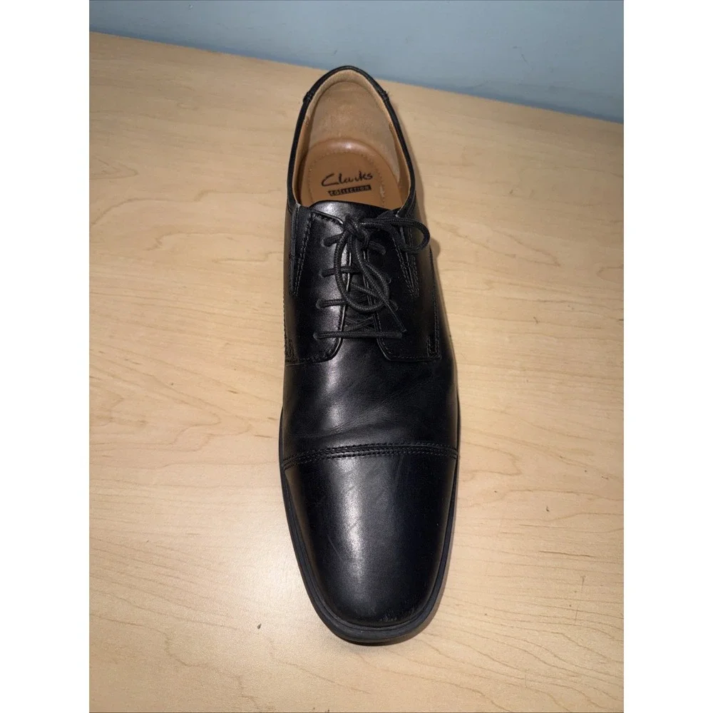 Clarks Mens Oxford Dress Shoes Black Leather Soft Cushion Lace Up 8m Perfect